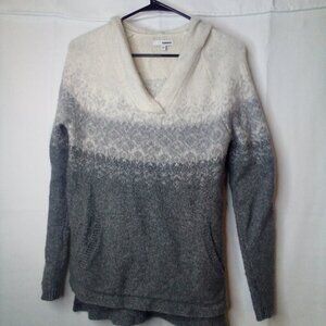 Sonoma Sweater Pullover Hoodie Women S Pocket V-Neck Gray White